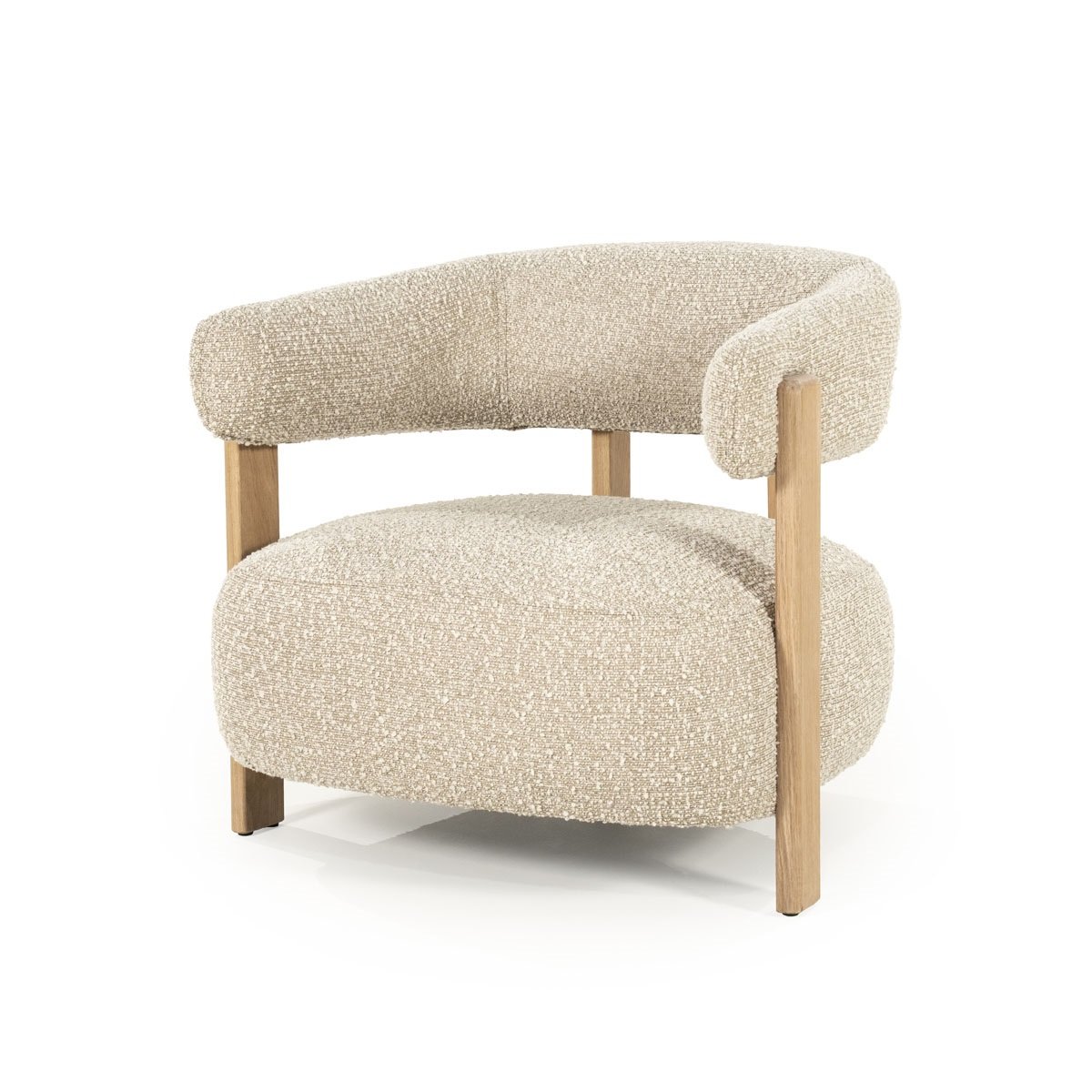 Sessel Lola Eichenholz Stoff taupe Relaxsessel Fernsehsessel
