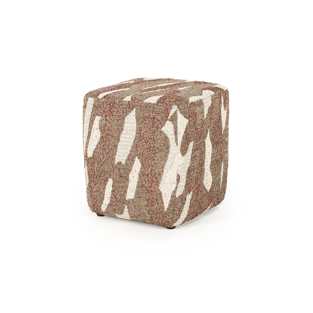 Sitzpouf Hocker Rytm 43 x 43 cm Stoff rot mit Muster Pouf