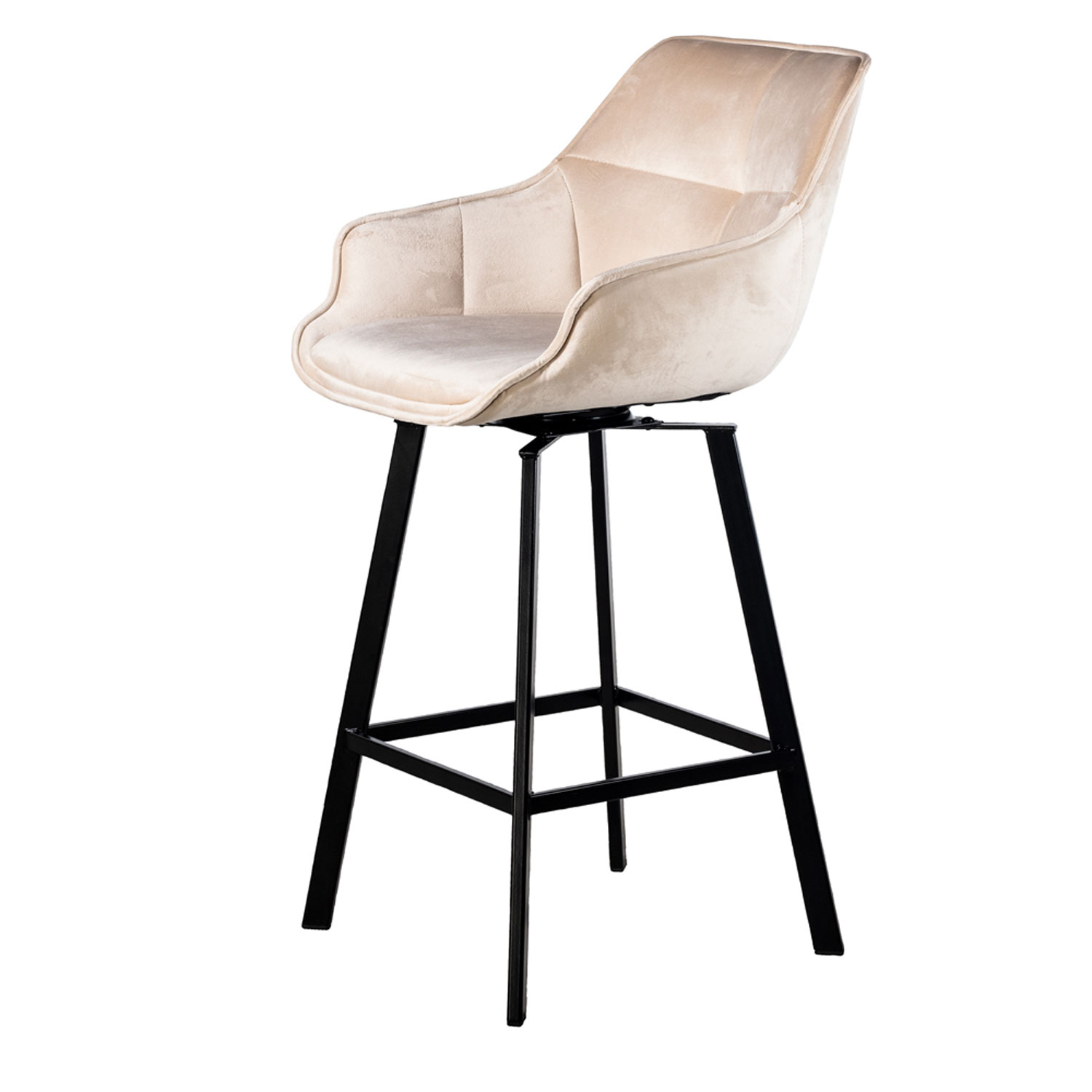 Barhocker Shannon drehbar SH 65 cm Samt champagner