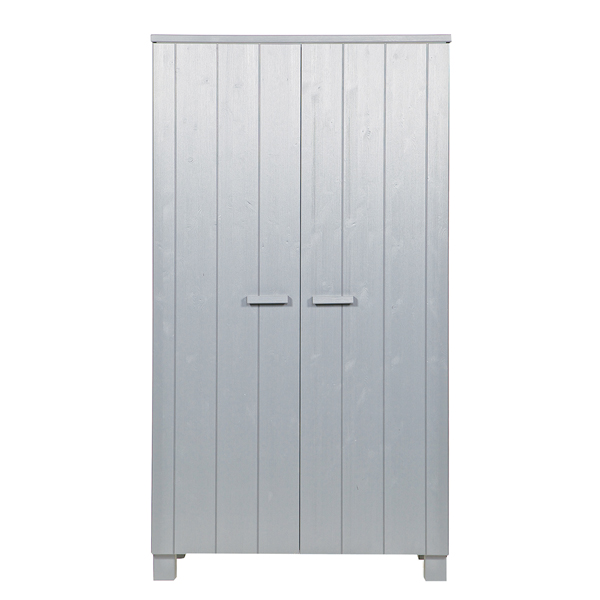 woood Kleiderschrank DENNIS Schrank Kiefer betongrau grau