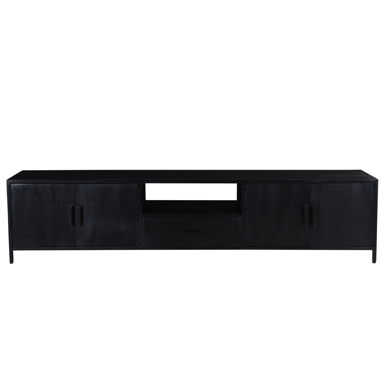 TV Möbel Kala B 220 cm Lowboard Mangoholz schwarz