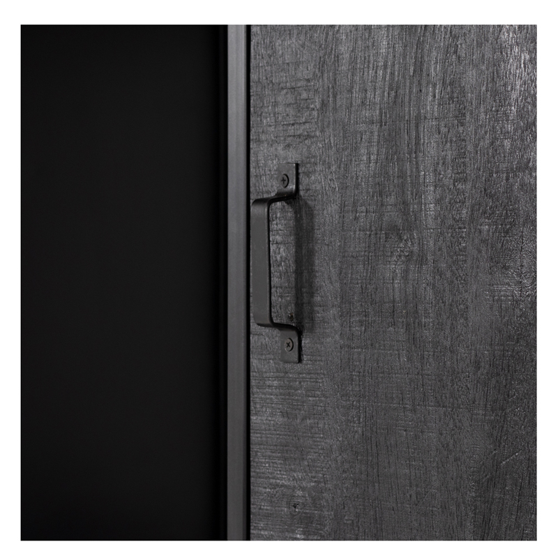 Industrie Regal JOHN 150 cm Mango Massivholz schwarz Bücherregal