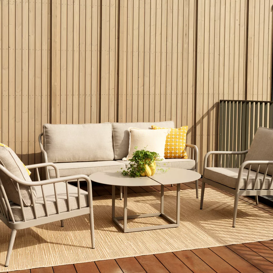 3 Sitzer Gartensofa Sofa Coleville 185 cm mit Kissen Aluminium khaki