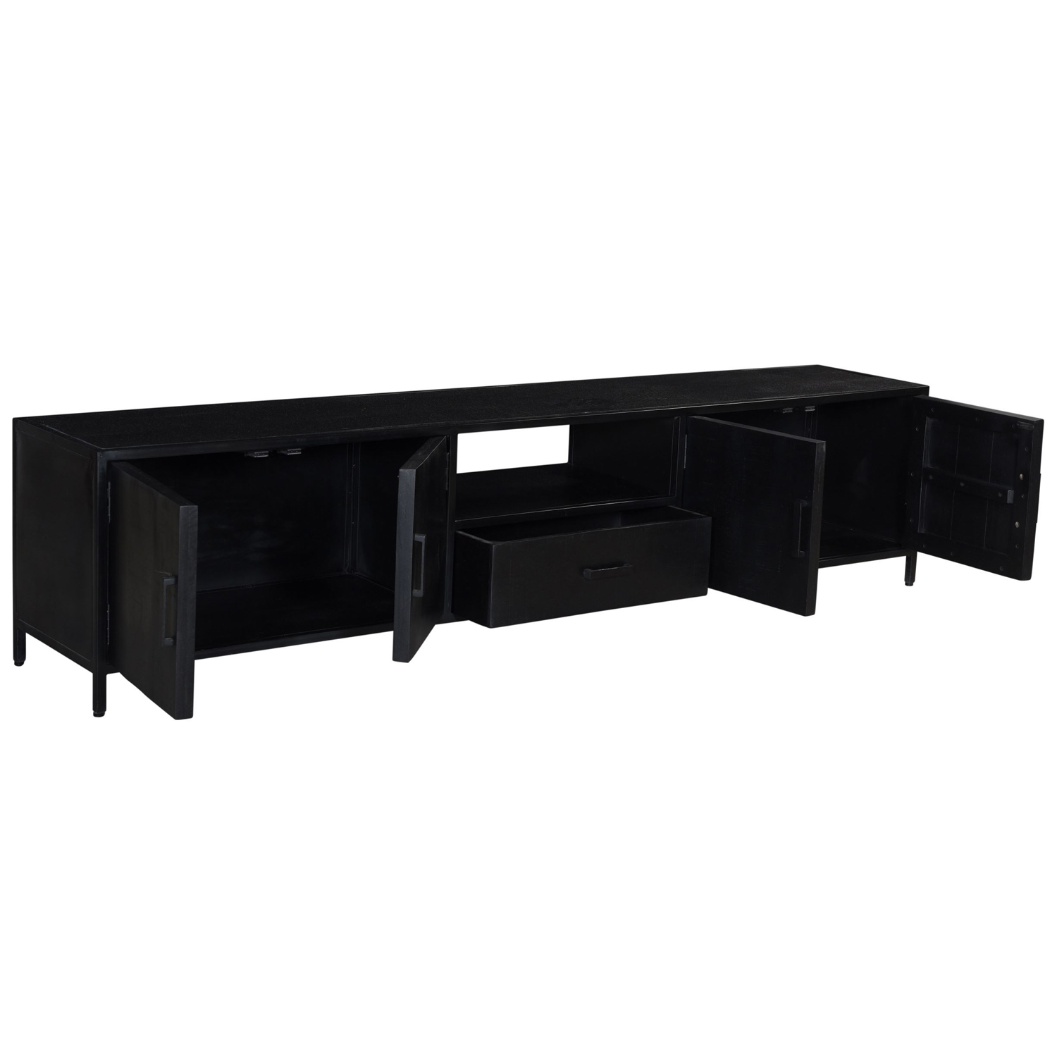 TV Möbel Kala B 220 cm Lowboard Mangoholz schwarz