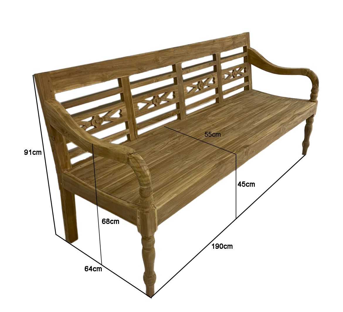 4 Sitzer Gartenbank STATIONS Teakholz Bank 190 cm