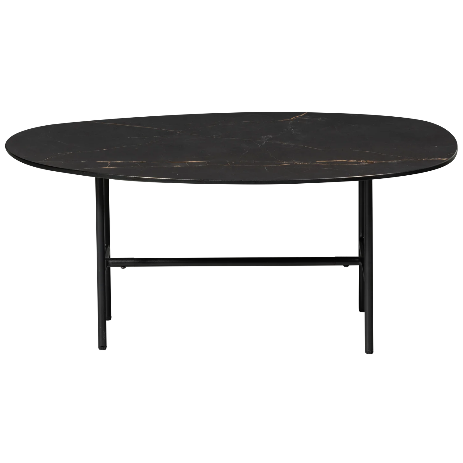 Couchtisch VAJEN 80 x 60 cm Porzellan Metall schwarz