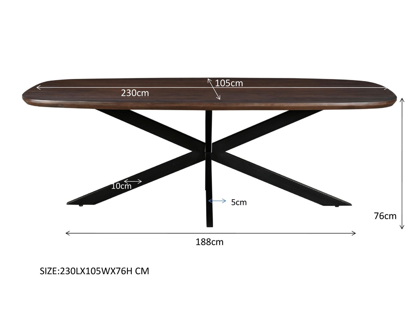Esstisch Jesper Danish oval 230 x 105 cm Mangoholz braun  