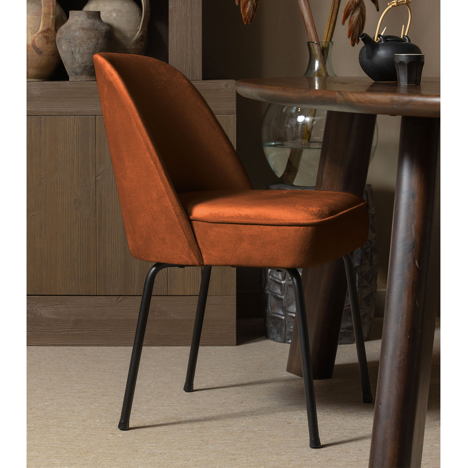 2er Set Esszimmerstuhl Vogue Samt rostfarben