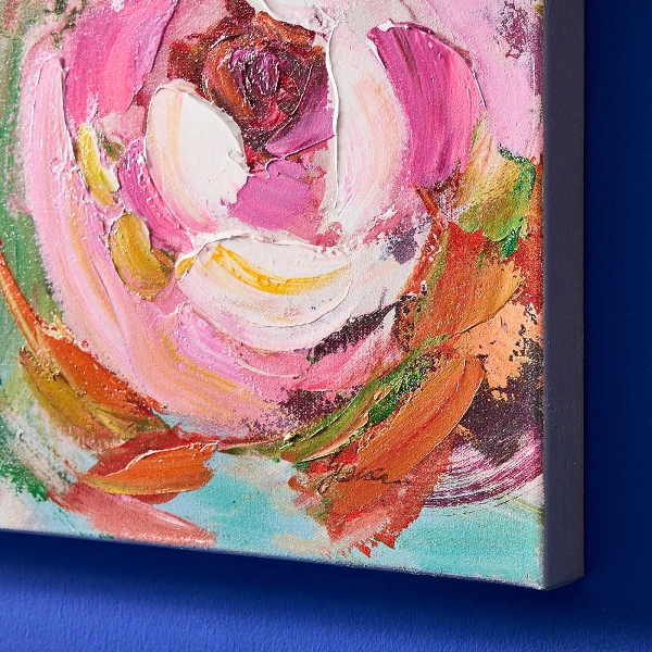 Bild 100 x 100 cm Flowers Power Leinwand handgemalt multicolor