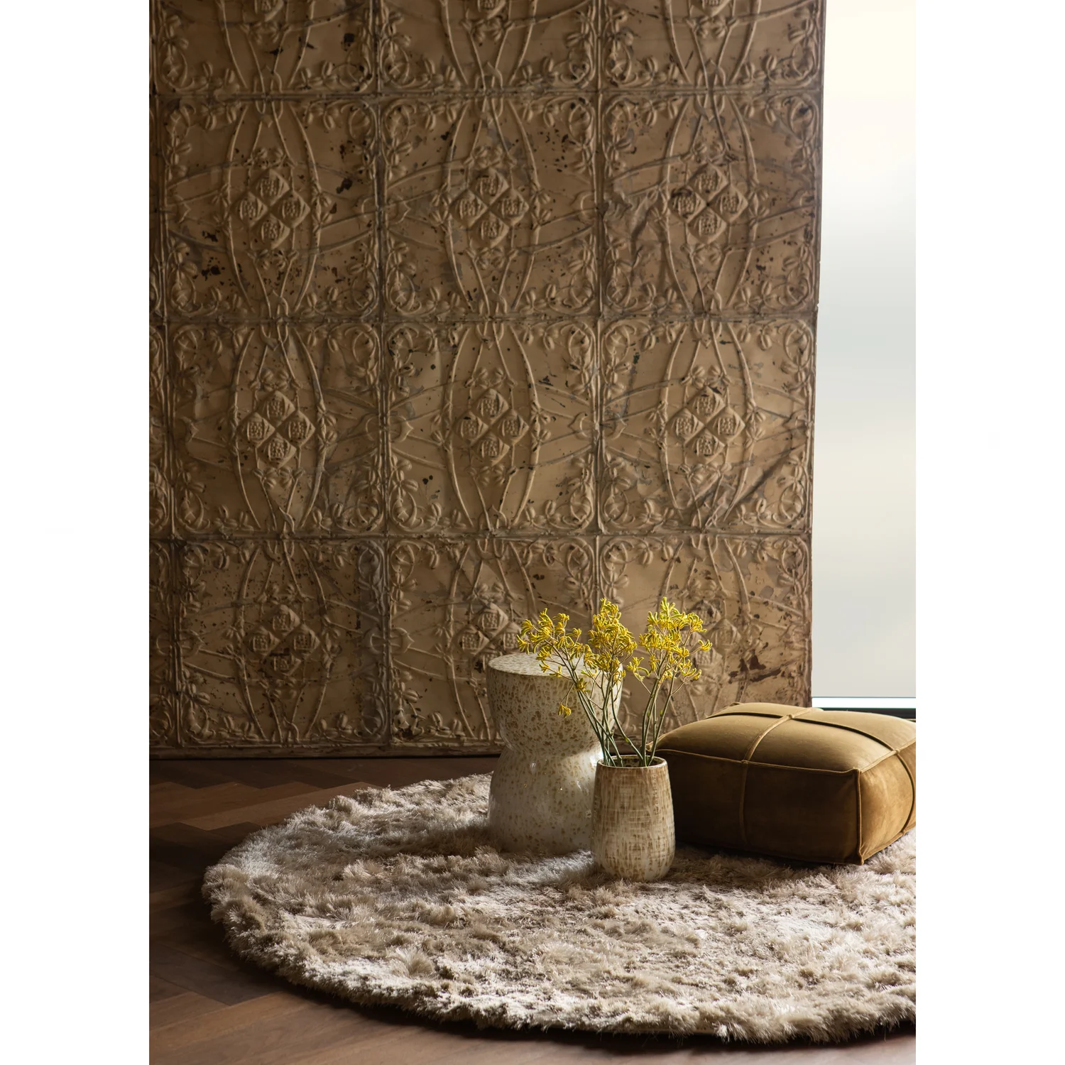 Teppich PRALINE Ø 200 cm Kunstfasern nougat Carpet