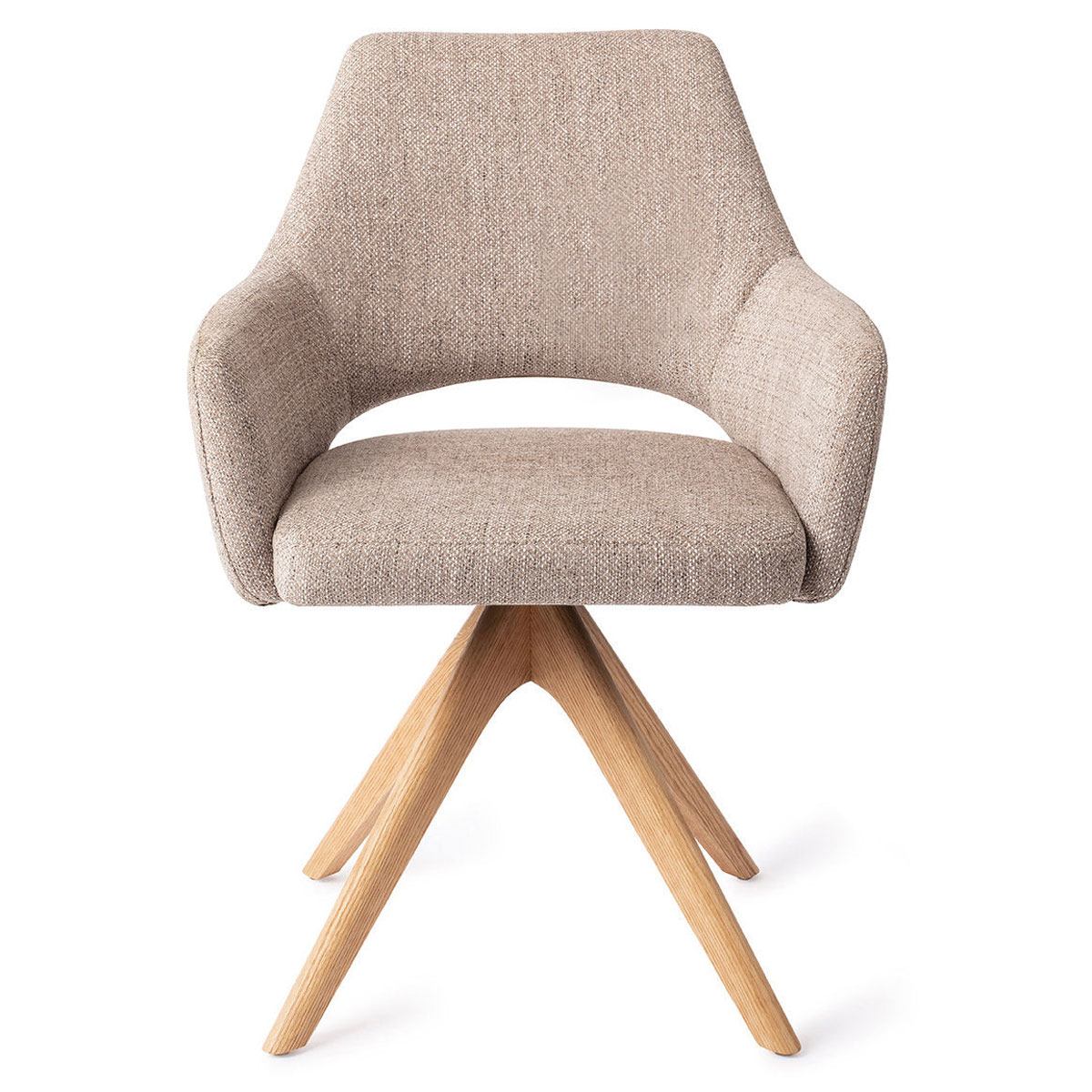 Esszimmerstuhl YANAI drehbar – Beige mit Gestell in Eiche hell