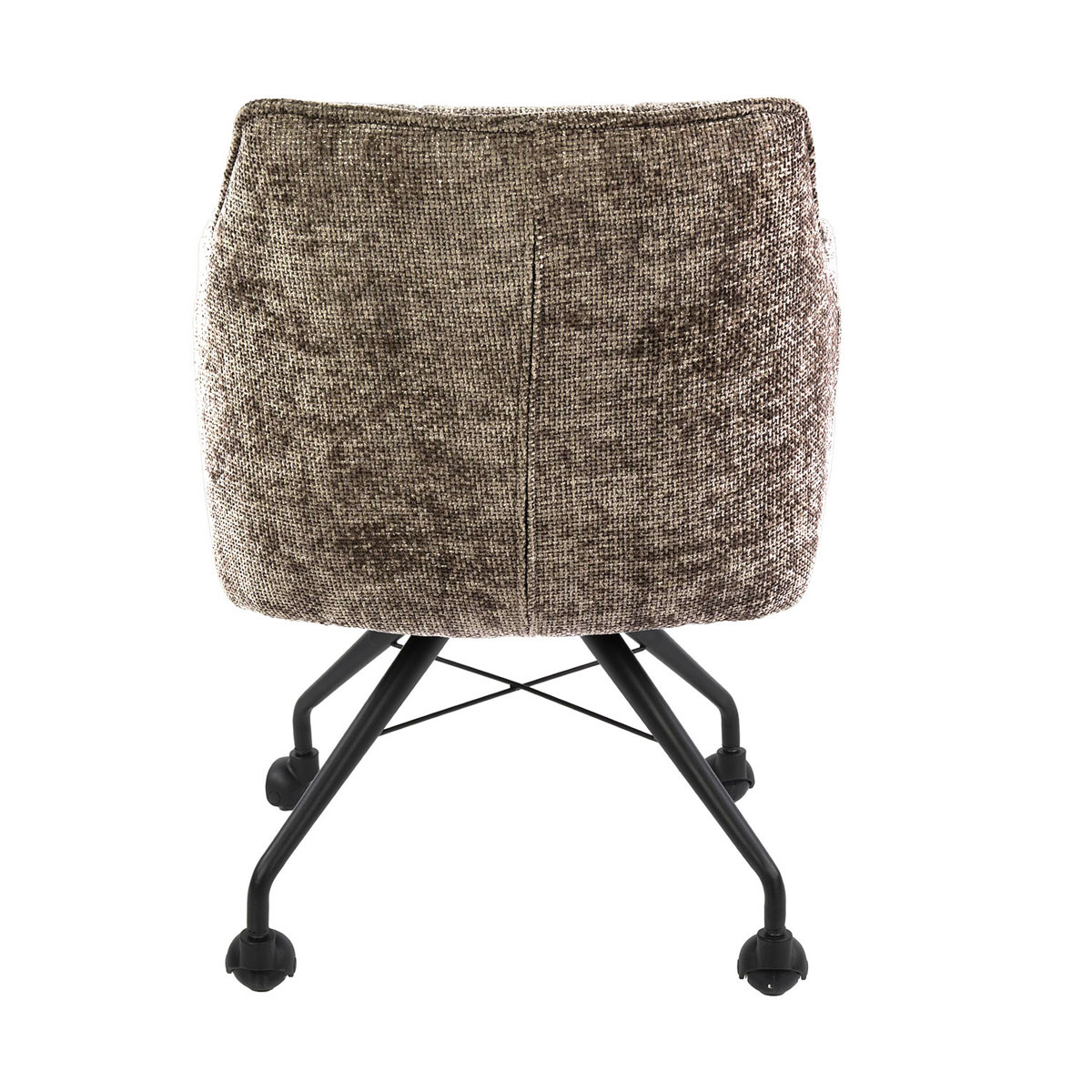 2er Set Armlehnstuhl Fino auf Rollen Chenille Stoff champagner