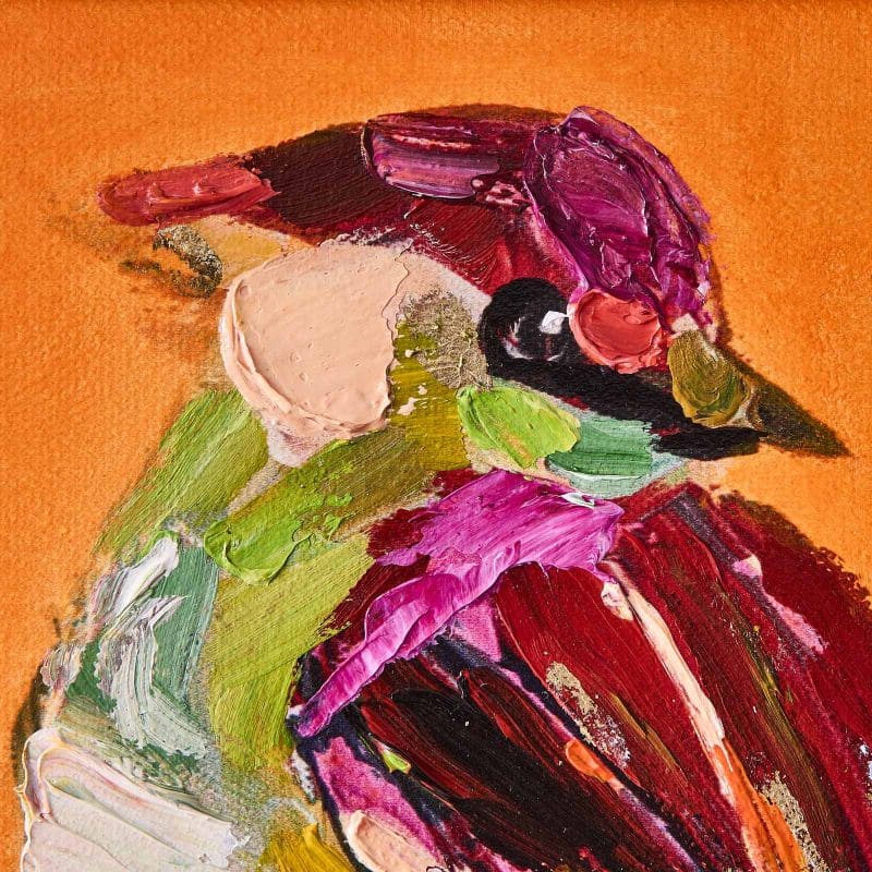 Bild 30 x 30 cm Zwitscherklang Vogel Bird Acryl Leinwand orange