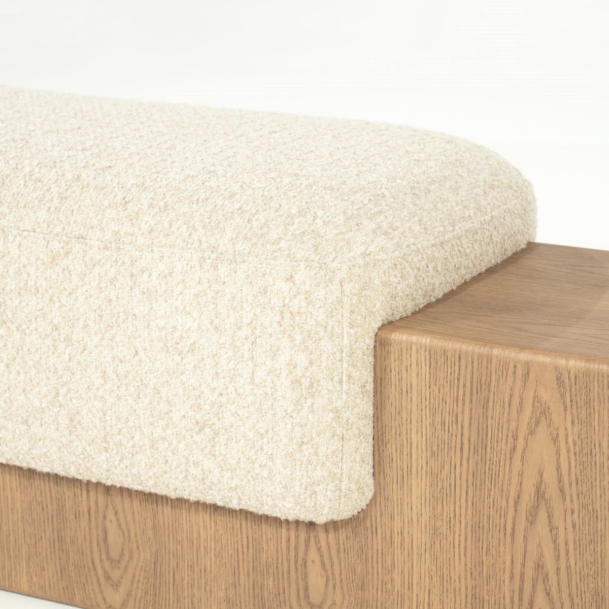 Sitzbank Bank George 133 cm Esche Furnier Stoff Flou beige