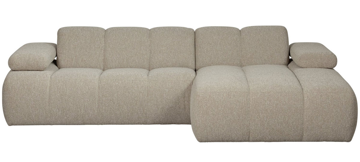 woood Chaiselongue Sofa MOJO rechts Bouclé beige melange