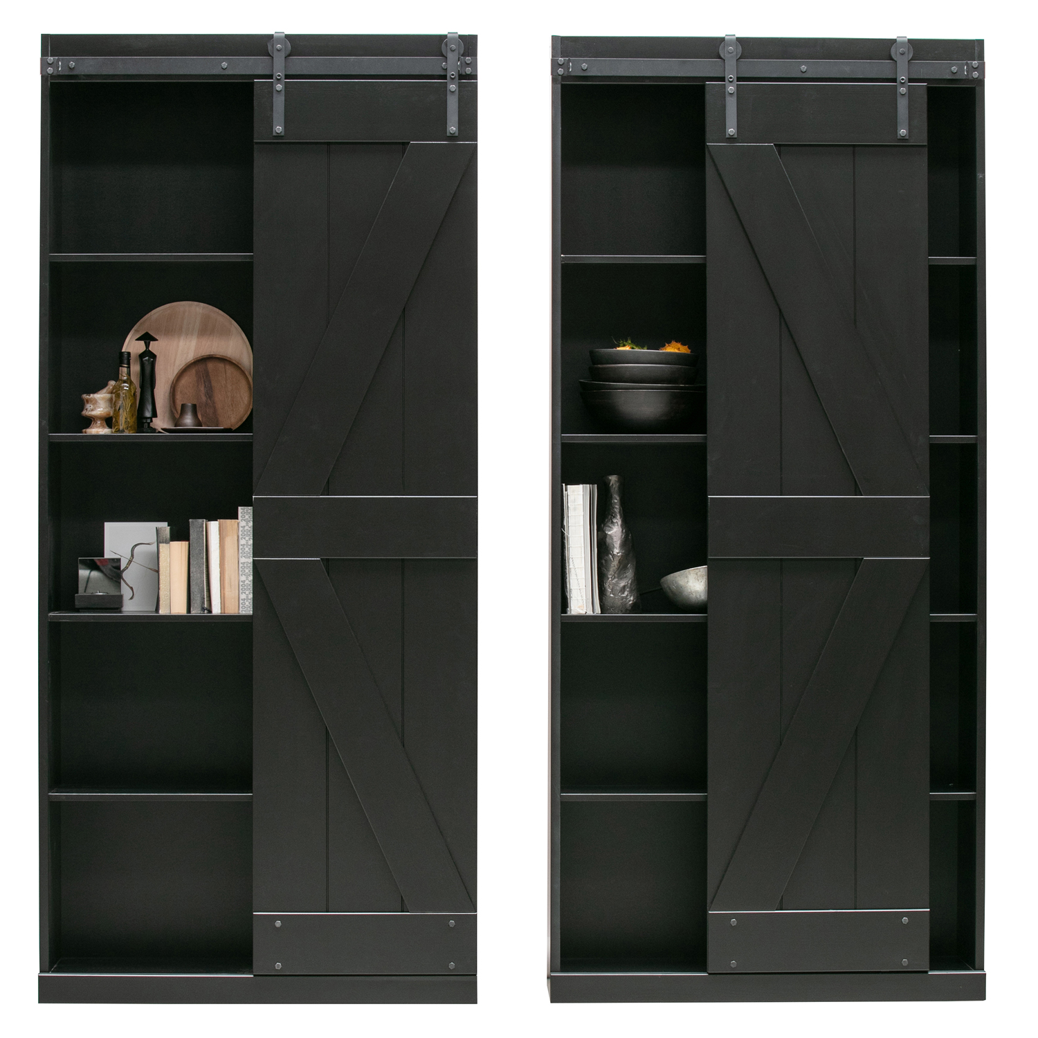 Schrank mit Schiebetür Harris H 221 cm Kiefer schwarz