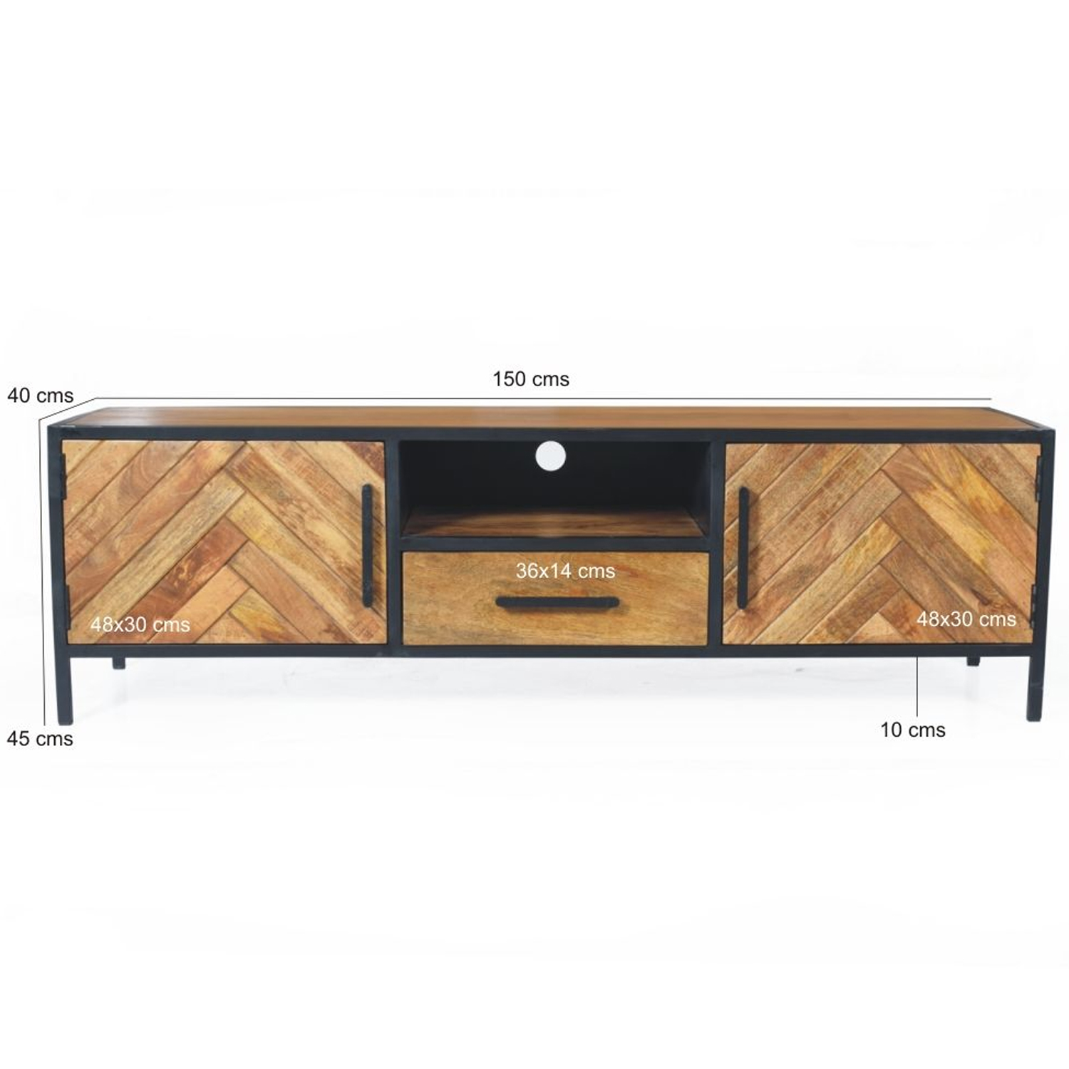 TV Lowboard Brooklyn 150 cm Mangoholz Fischgräte