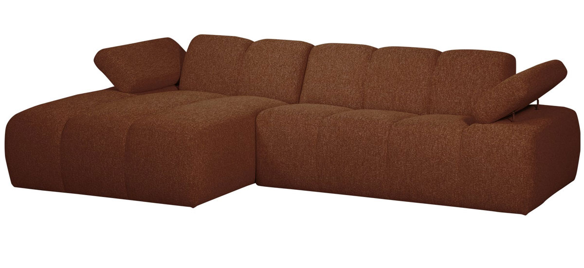 woood Chaiselongue Sofa MOJO links Bouclé rostbraun meliert