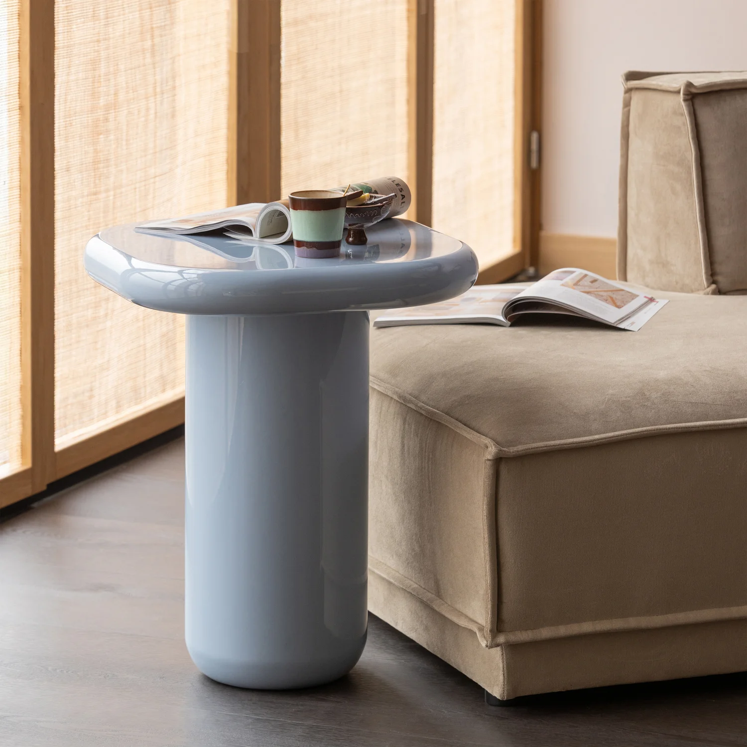 Beistelltisch ZAVA H 61 cm MDF hochglanz hellblau