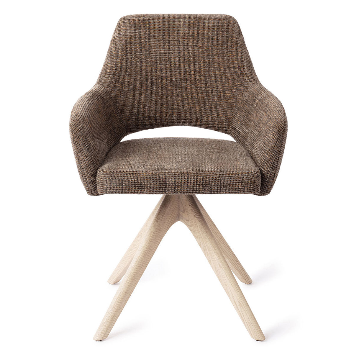 Esszimmerstuhl YANAI drehbar – Kastanie mit Gestell in Eiche gebleicht