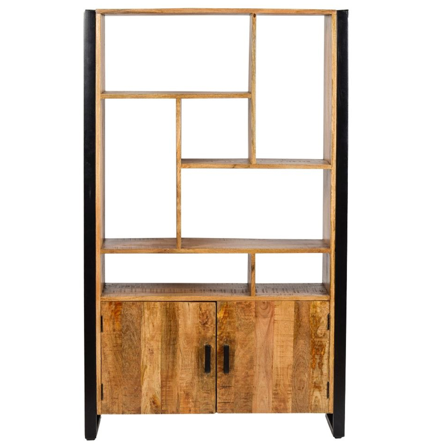 Schank Regal mit Türen Nairobi B 110 cm Mangoholz massiv Bücherschrank