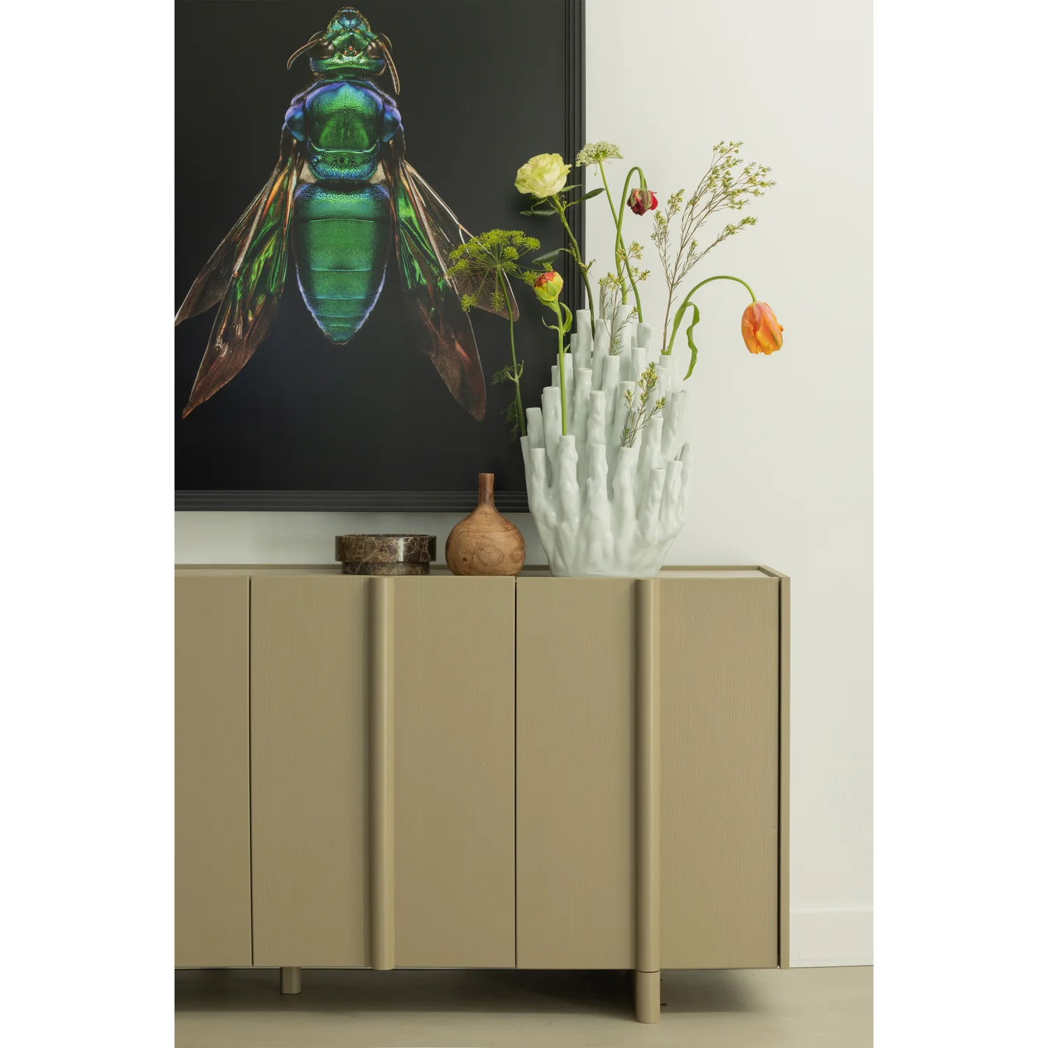 Sideboard BASU 200 cm mit 4 Türen Kiefernholz schlammfarbe Kommode