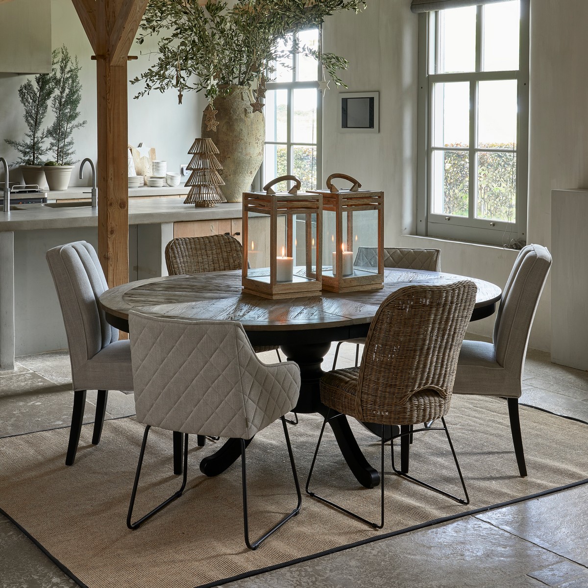 Rivièra Maison Esstisch Le Marais Braun/Schwarz rund ausziehbar 140/190 cm 