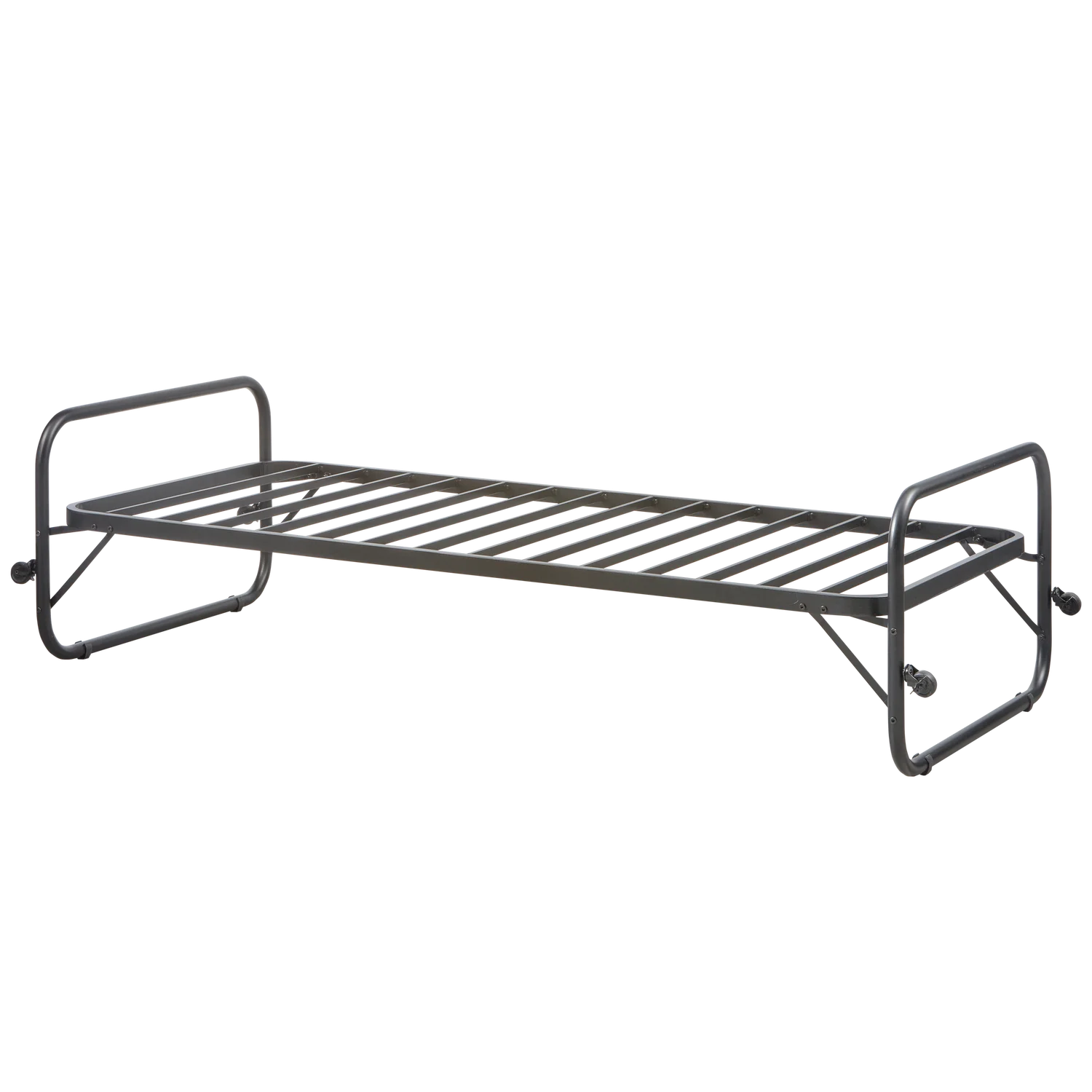 Einzelbett LUCY 200 x 90 cm zusammenklappbar Metallbett schwarz 