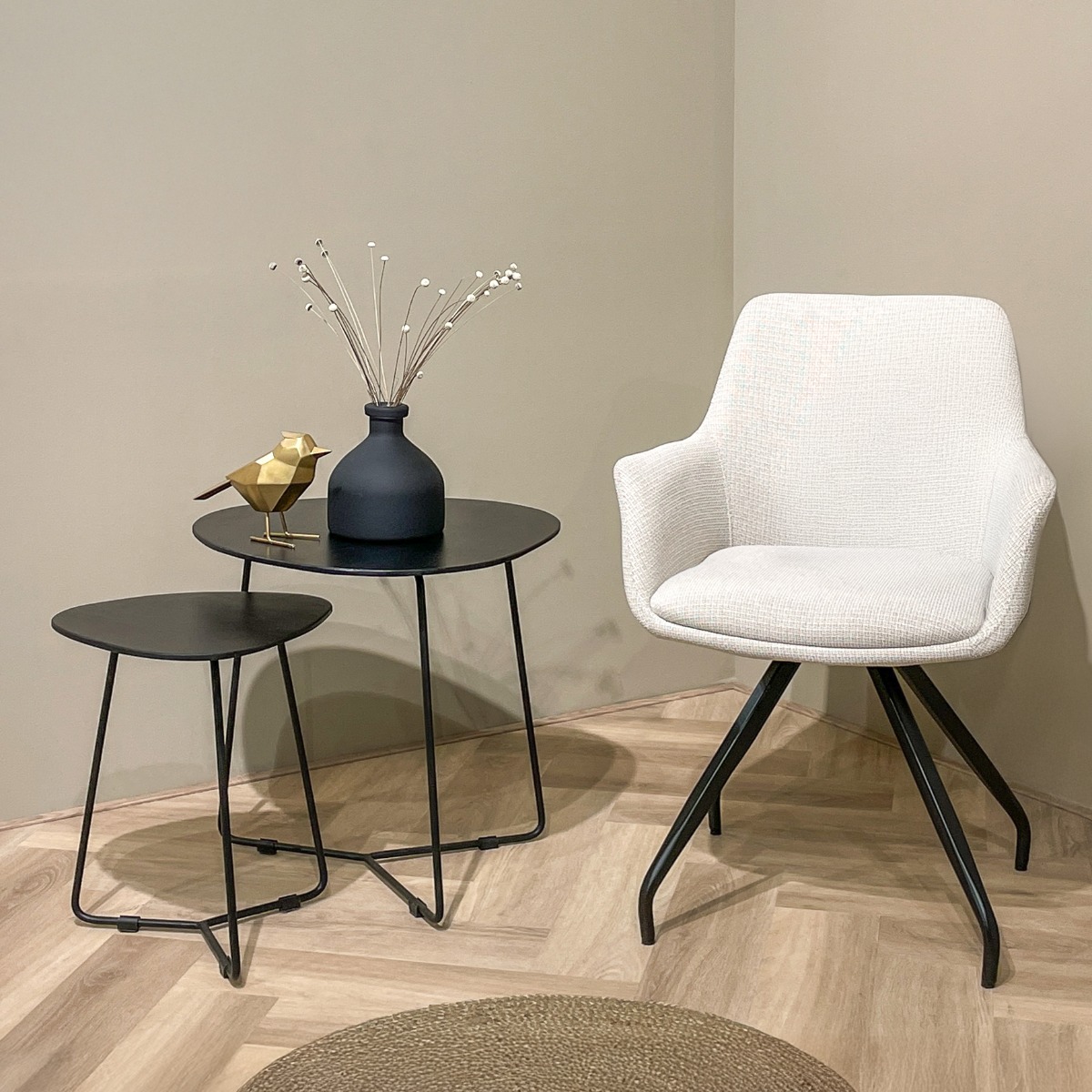 Esszimmerstuhl Duke drehbar Stoff beige