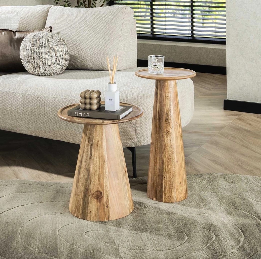 2er Set Beistelltisch MIRO Akazie Massivholz braun 