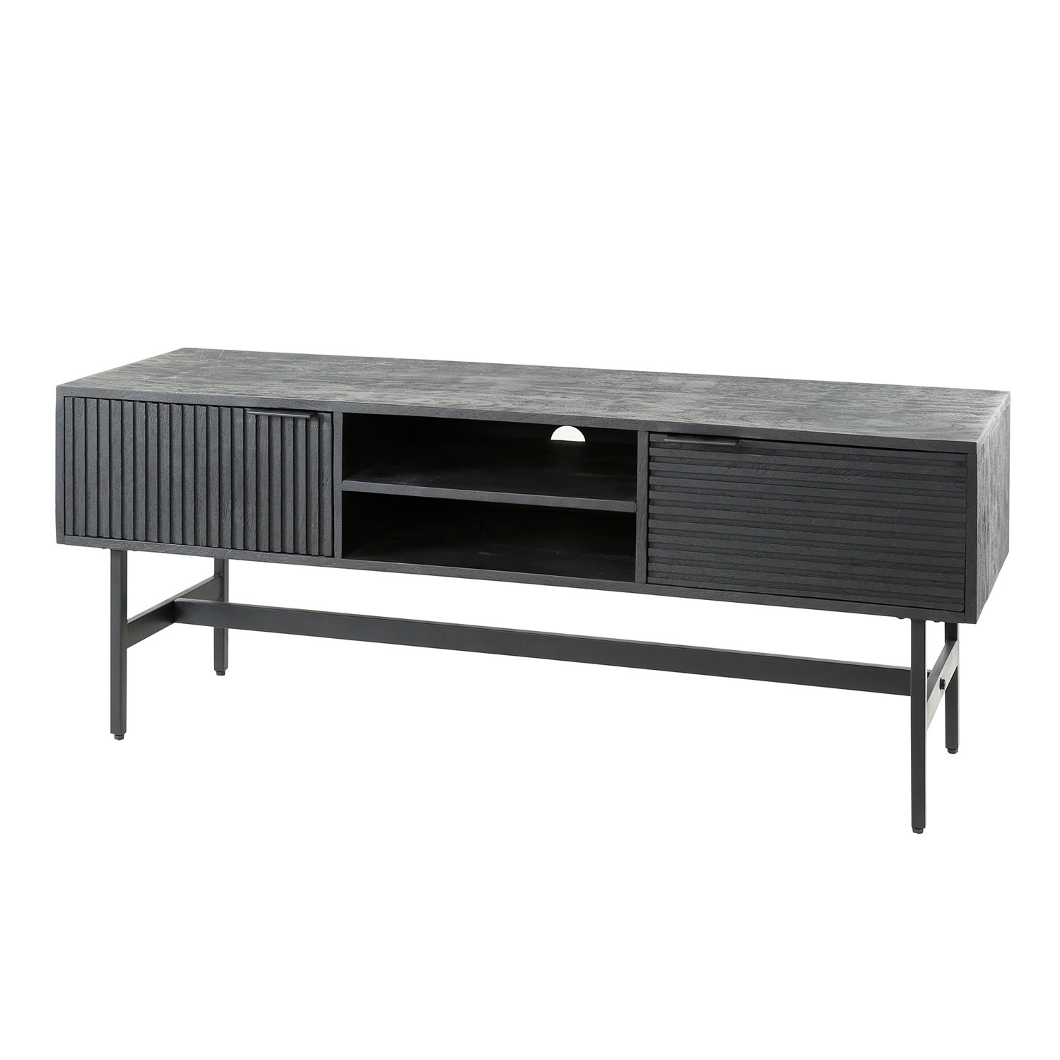 TV Möbel Lowboard EMIRA 140 cm Mangoholz schwarz