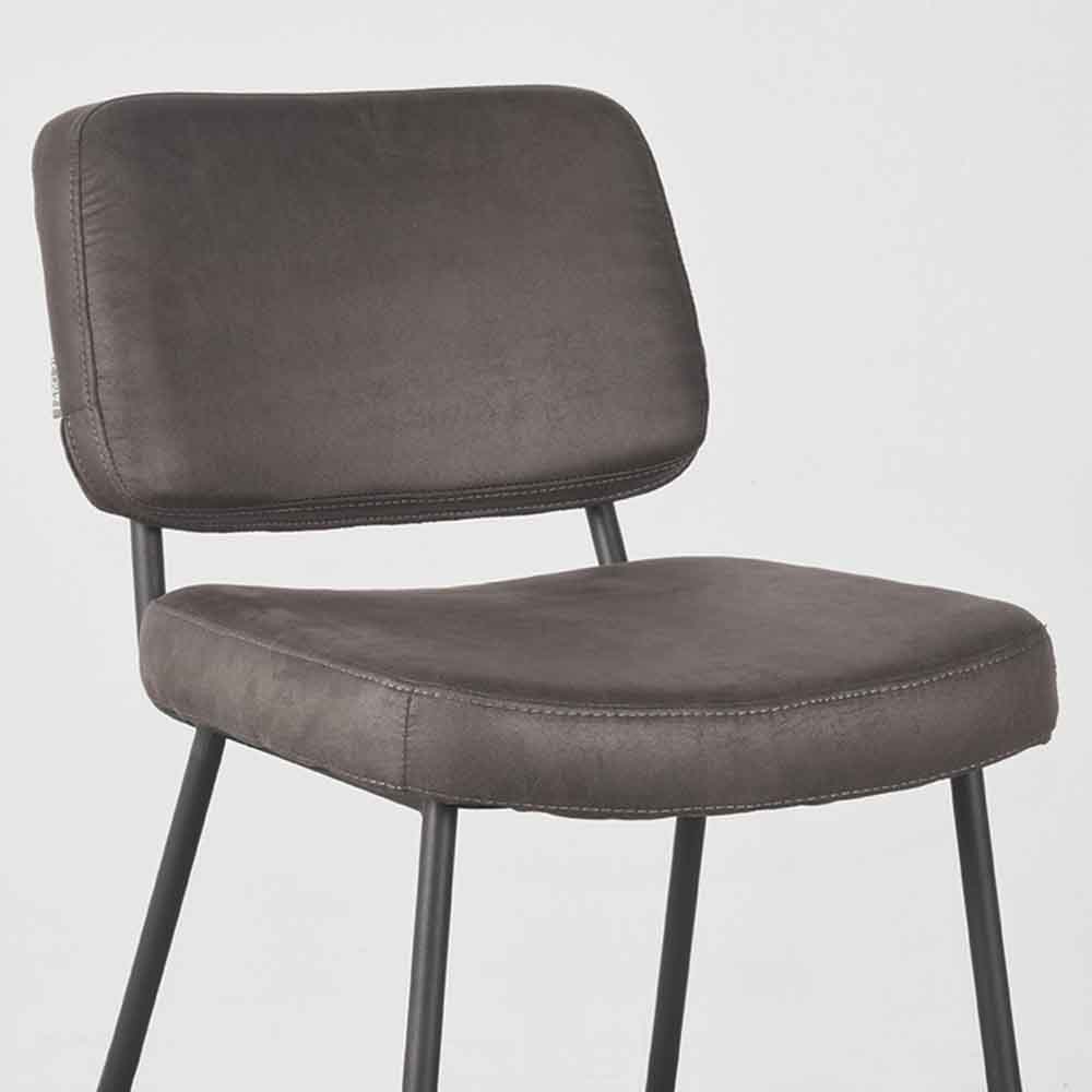 Barhocker BEN Sitzhöhe 65 cm Anthrazit Micro Wildleder
