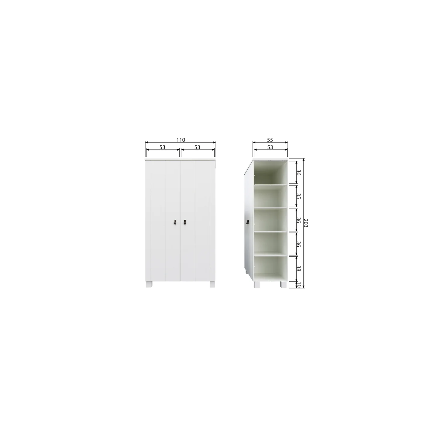 Schrank Kleiderschrank Ties H 202 cm Kiefer weiß
