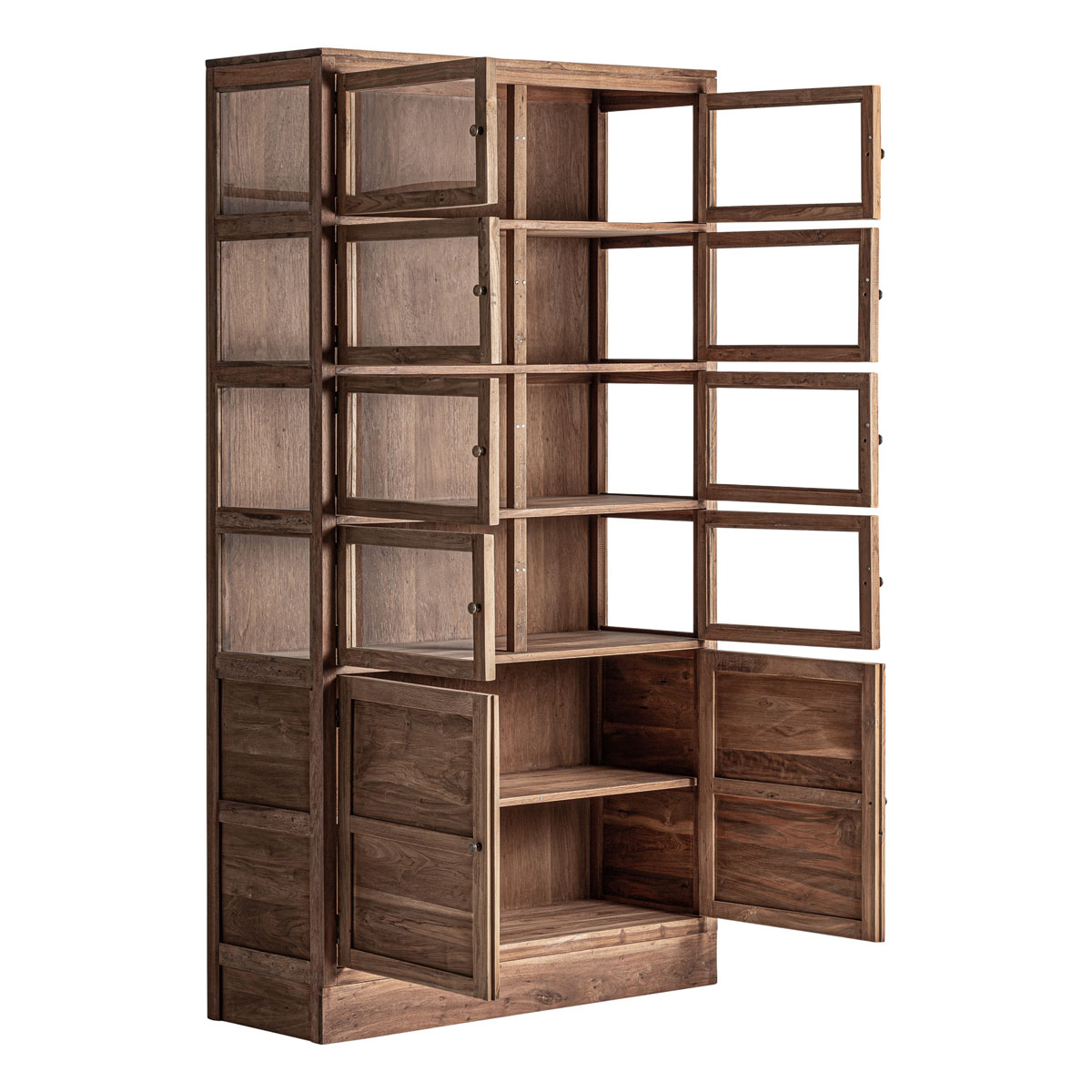 Vitrinenschrank HELMOND H 226 cm Altholz rustikal Vitrine Schrank