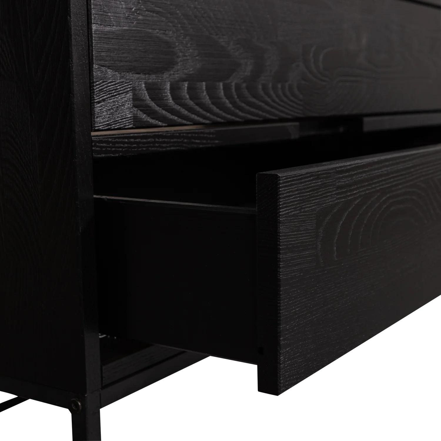 TV Möbel Lowboard SILAS 150 cm Kiefernholz Metall schwarz