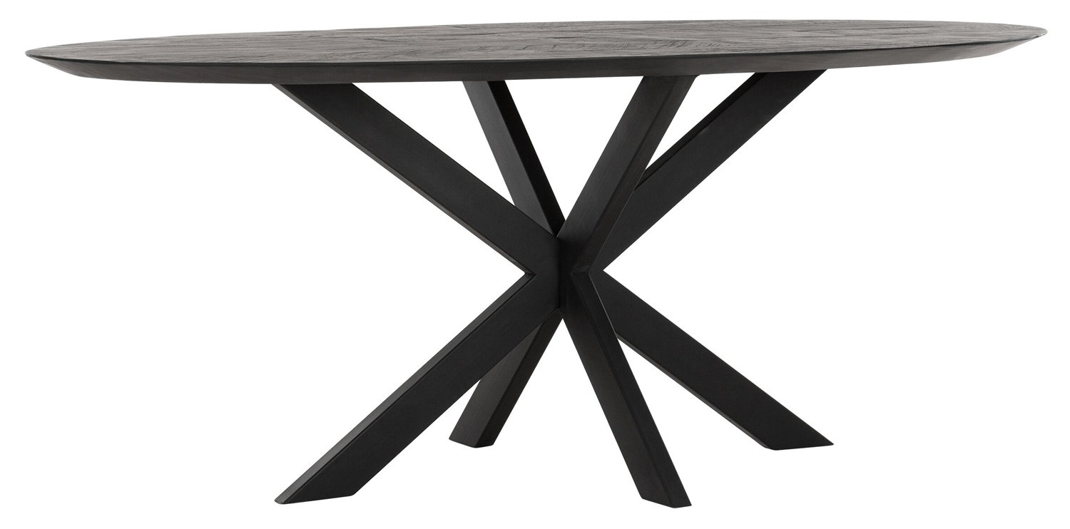 Esstisch Timeless oval 200 x 100 cm Teakholz schwarz