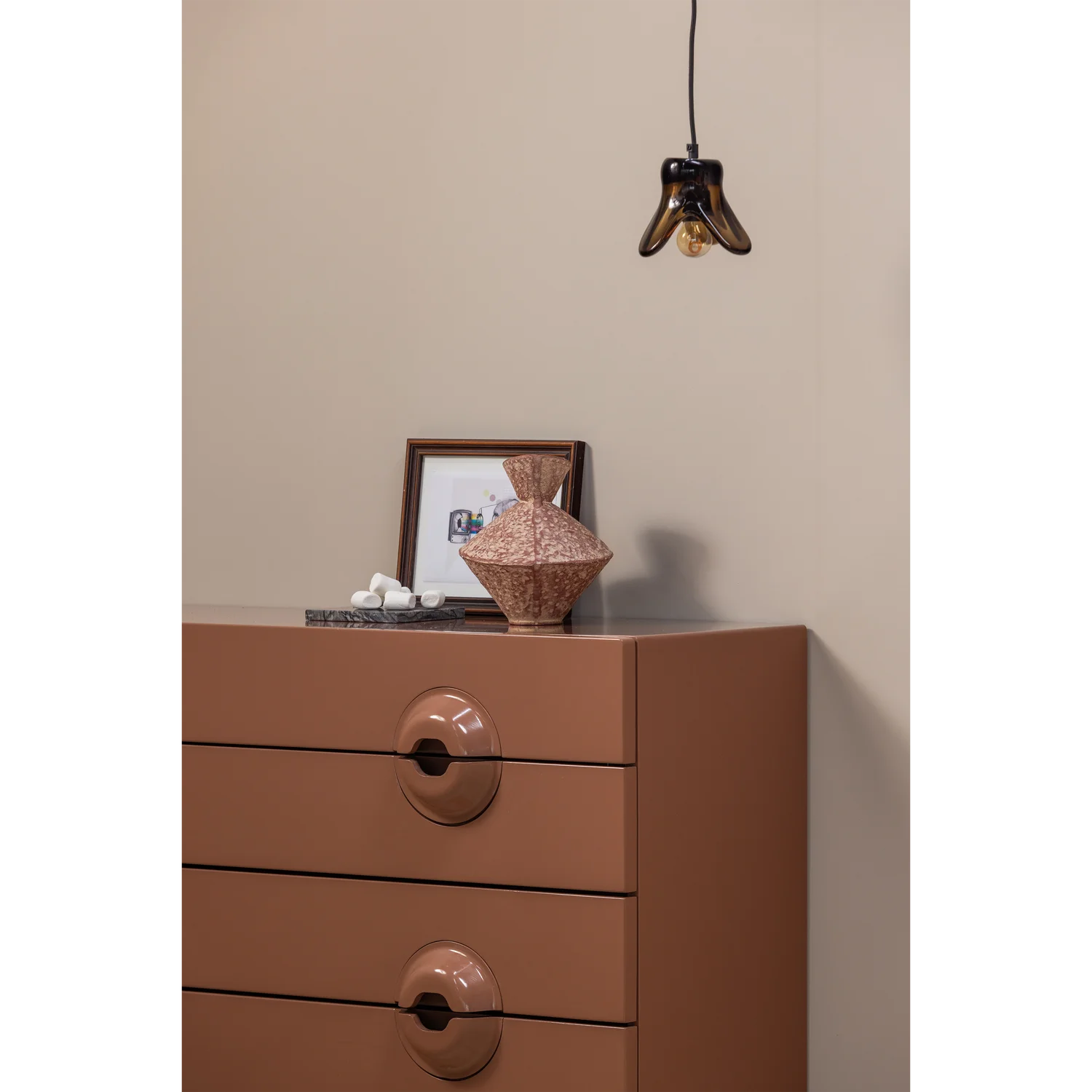 Sideboard MERGE B 110 cm Schubladenschrank Eukalyptusholz altrosa