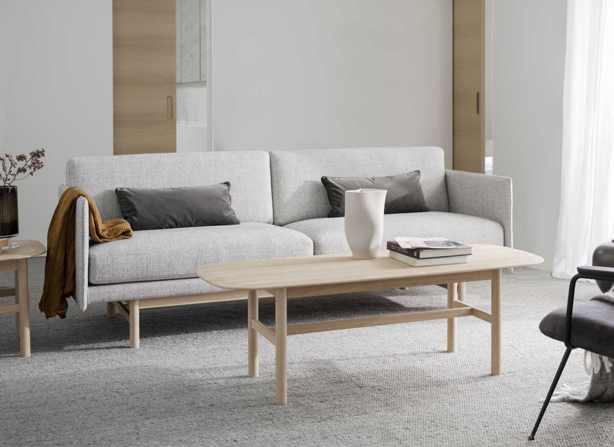 3 Sitzer Sofa HALLGERD 212 cm Stoff grau
