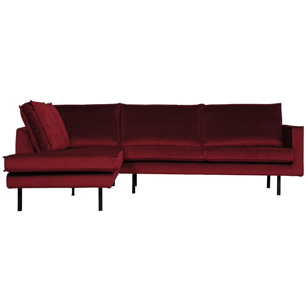 Eckgarnitur Rodeo Samt rot Couch Sofa Ecksofa Longchair links