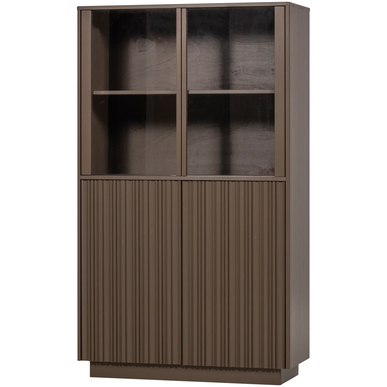 Vitrinenschrank NOVA H 172 cm mit 4 Türen Kiefer Massivholz trüffelbraun