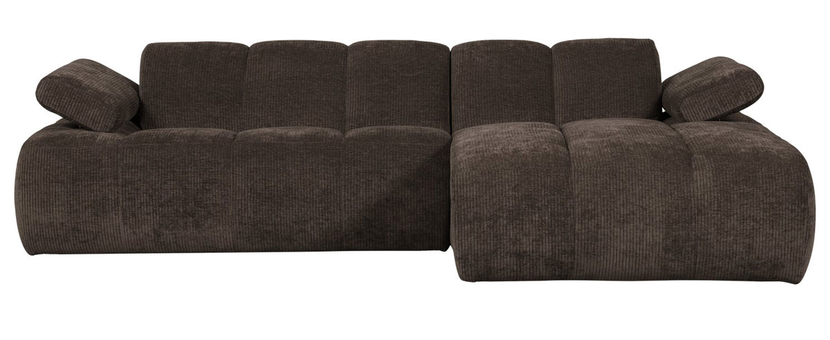 woood Chaiselongue Sofa MOJO rechts gerippter Stoff braun