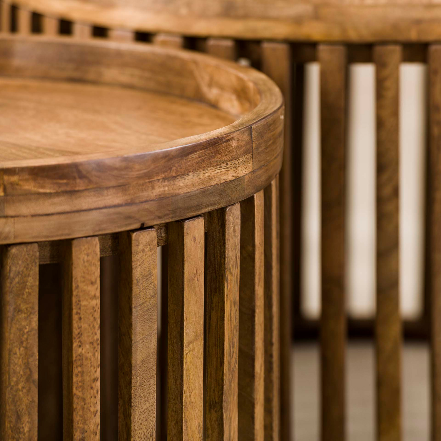 2er Set Beistelltisch rund SUMMER Mango Holz