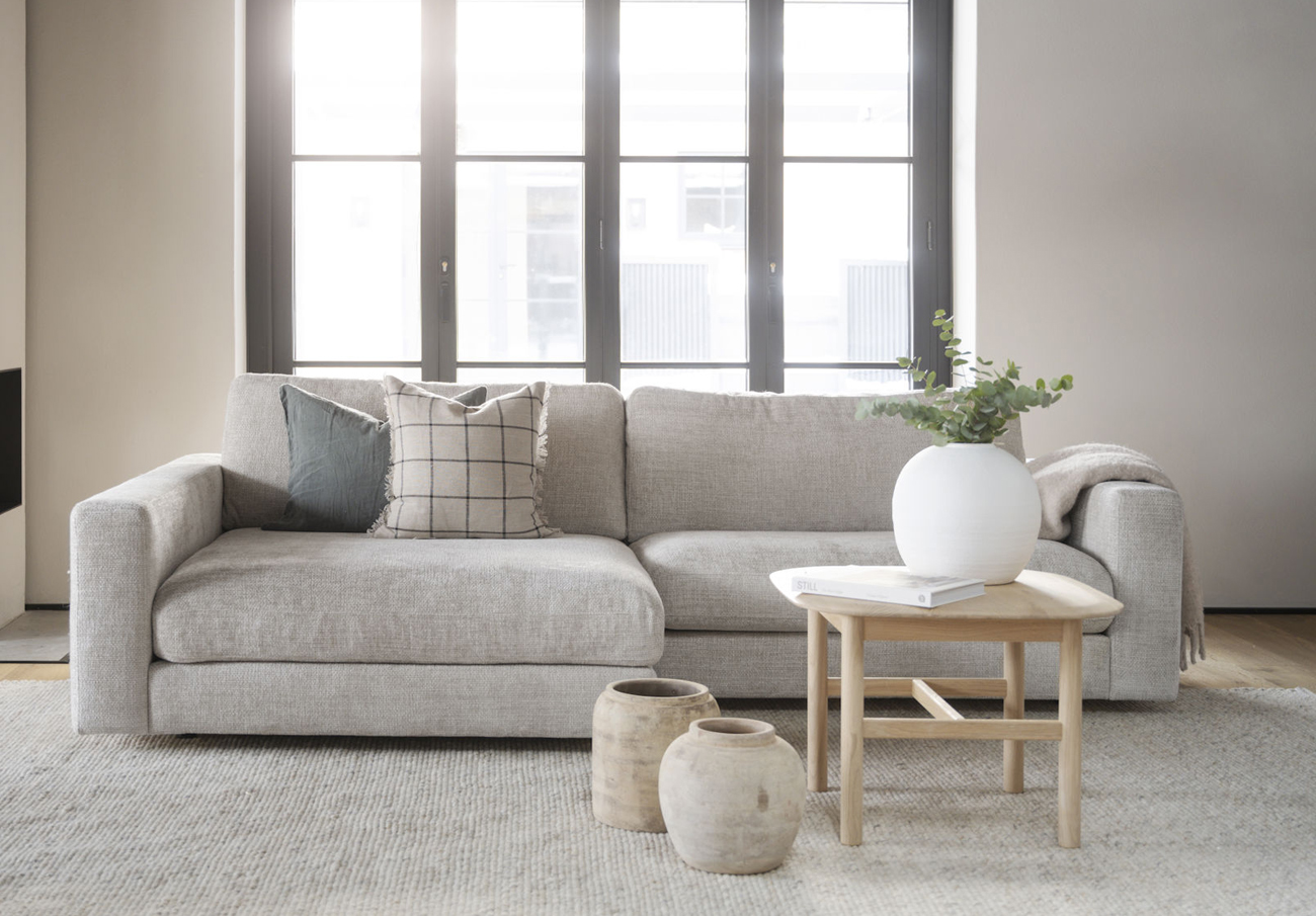 3-Sitzer-Sofa ALMA hellgrau Longchair links