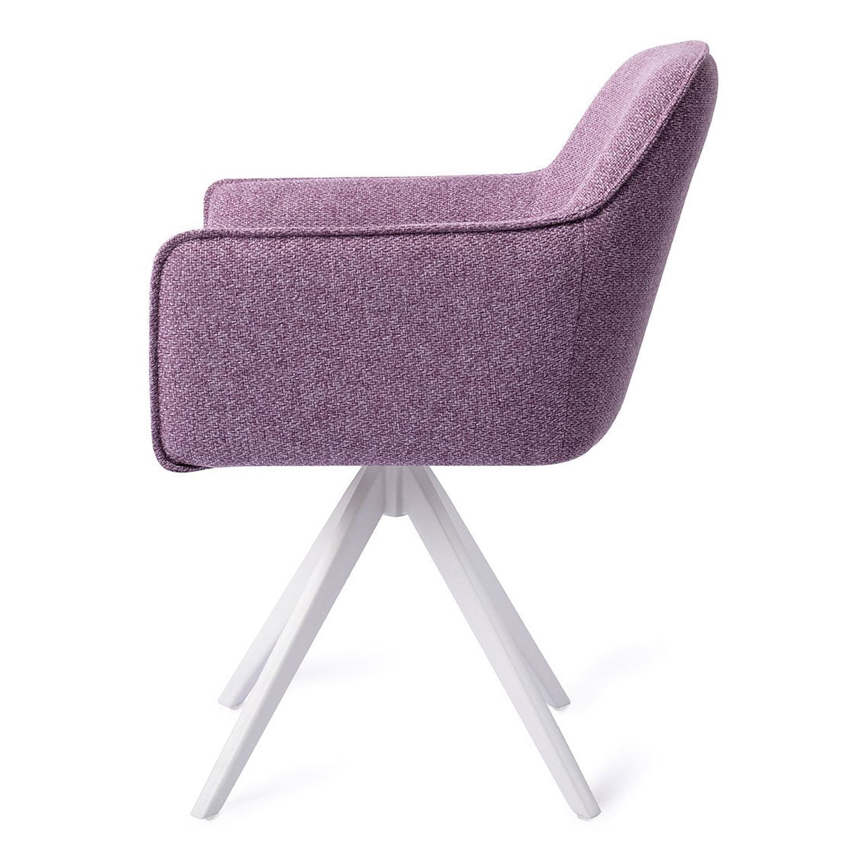 Esszimmerstuhl HOFU drehbar – Lila mit weißem Gestell