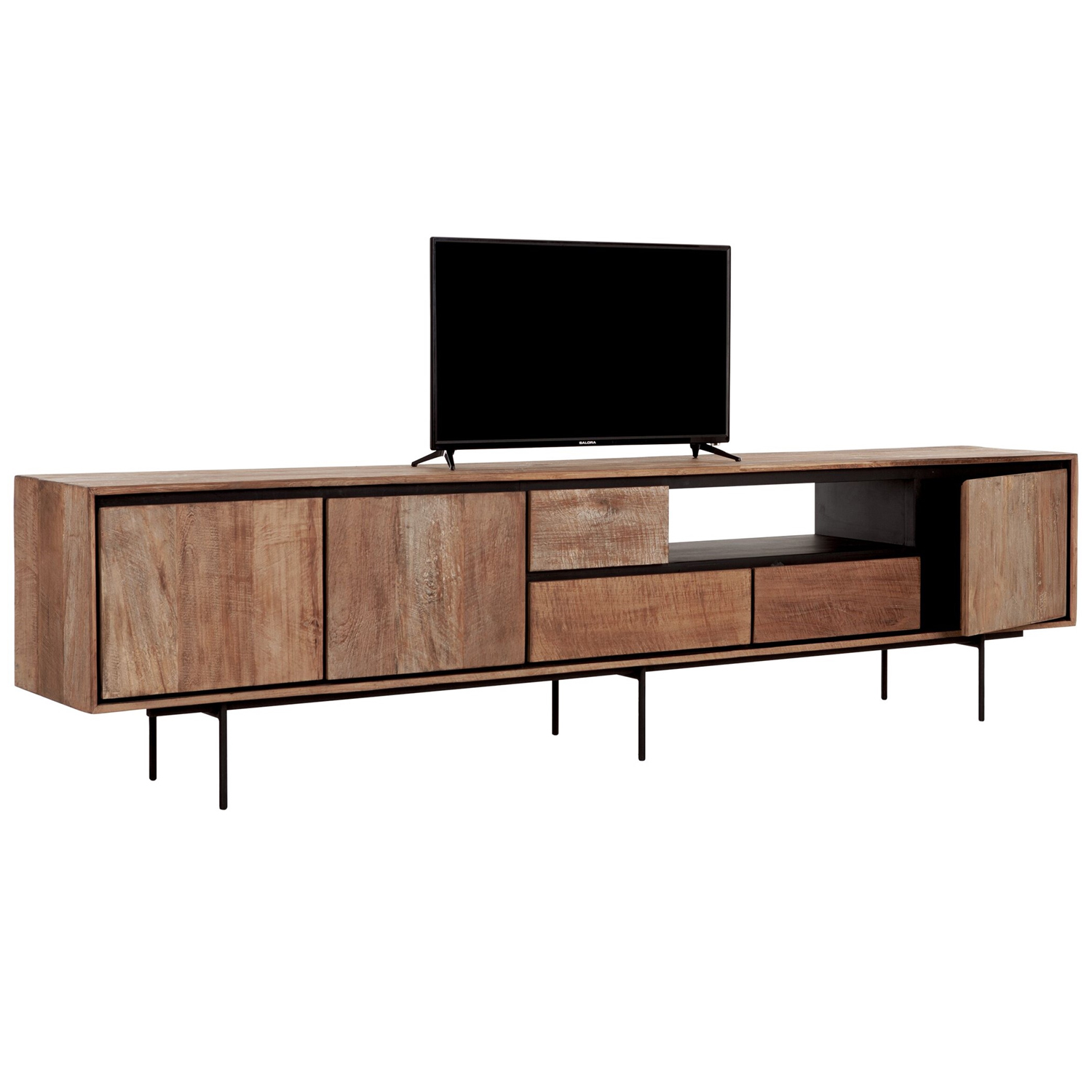 TV Möbel Lowboard 235 cm recyceltes Teakholz massiv