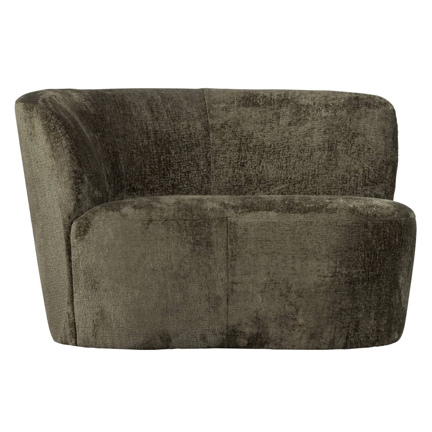 Kleines Sofa Stone links 112 cm Struktur-Samt warmgrün Loungesofa