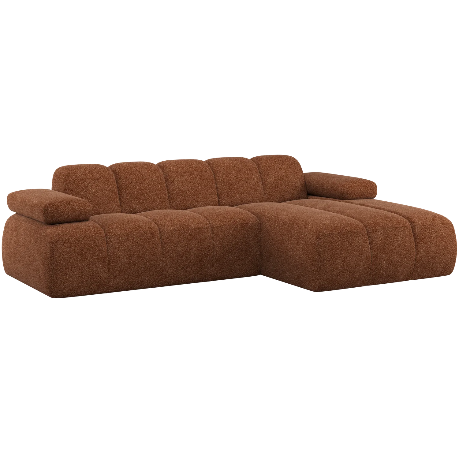 Eckgsofa MOJO weicher Chenille-Stoff rostbraun Longchair rechts