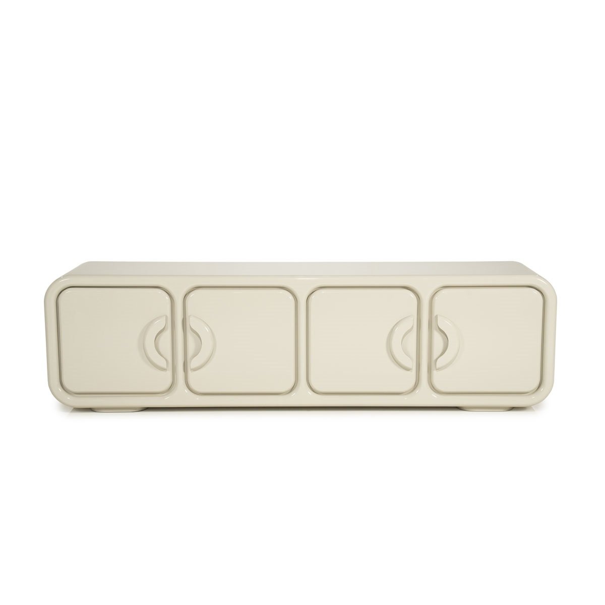 TV Möbel Lowboard Gubby 176 cm mit 4 Türen MDF High Gloss beige