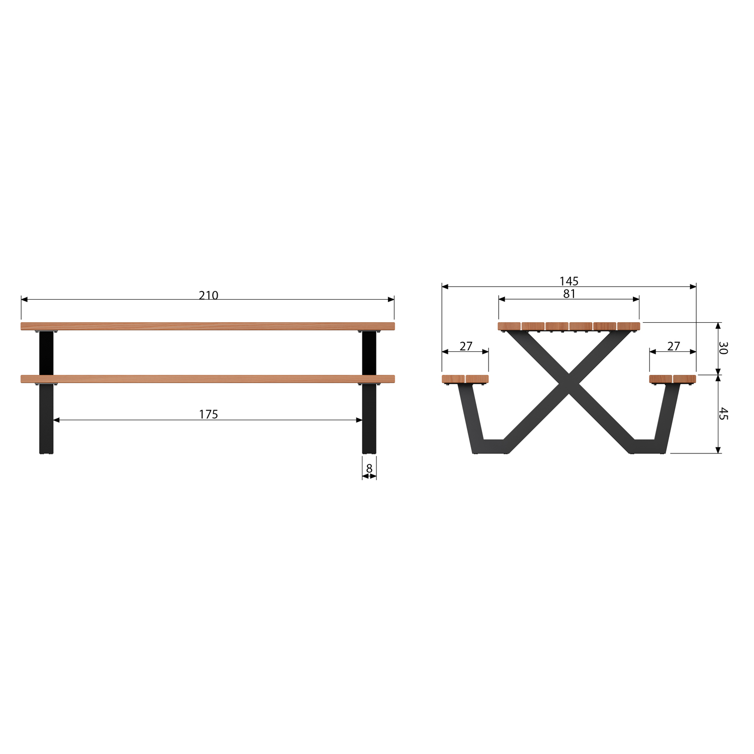 Gartentisch mit 2 Gartenbänke Picknicktisch Holz