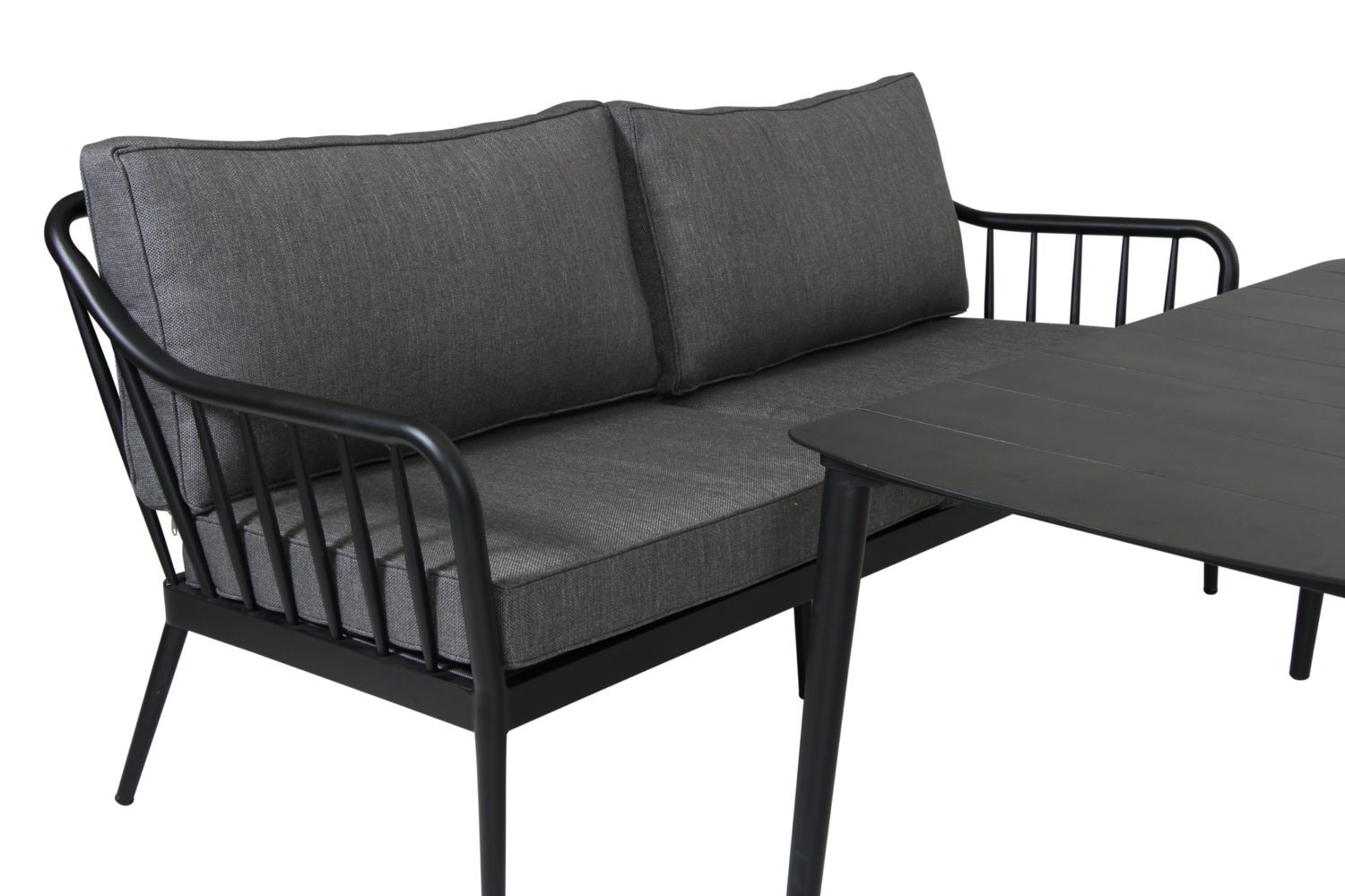 3 Sitzer Gartensofa Sofa Coleville 185 cm mit Kissen Aluminium schwarz